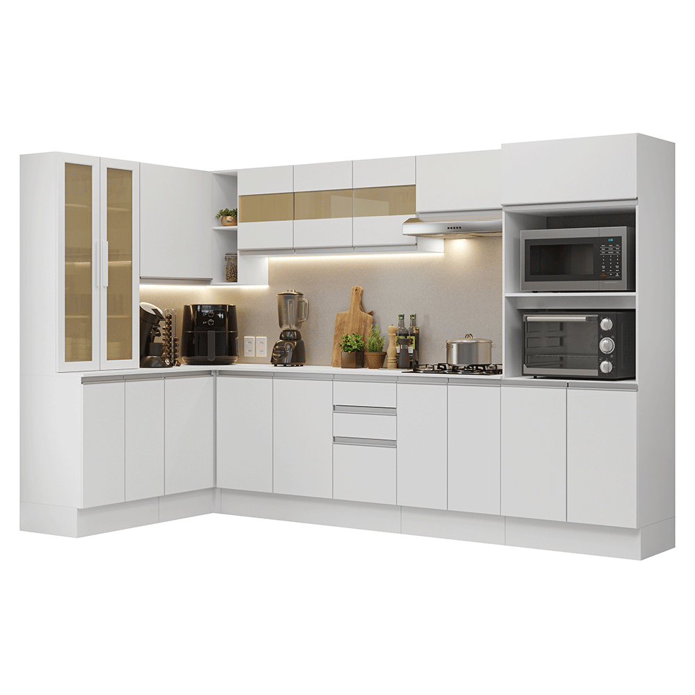 Combo completo de Cocina Esquinero 100% MDF 447 cm Blanco Smart Madesa 02