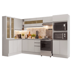 Combo completo de Cocina Esquinera 447 cm 100% MDF Blanco Smart Madesa