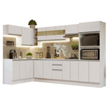 Combo Completo de Cocina Esquinera 100% MDF 447 cm Frentes Blanco Smart Madesa 02