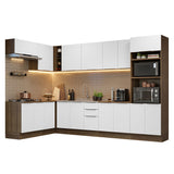 Combo Completo de Cocina Esquinera 499 cm Marrón/Blanco Stella Madesa 01