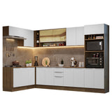 Combo Completo de Cocina Esquinera 499 cm Marrón/Blanco Stella Madesa 02
