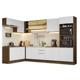 Combo Completo de Cocina Esquinera 499 cm Marrón/Blanco Stella Madesa 03
