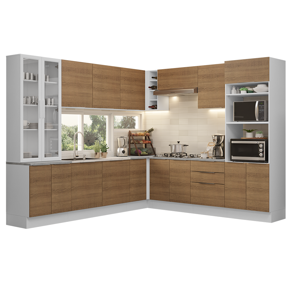 Combo completo de Cocina Esquinera con Cristalero 549 cm Madesa Stella BM 01