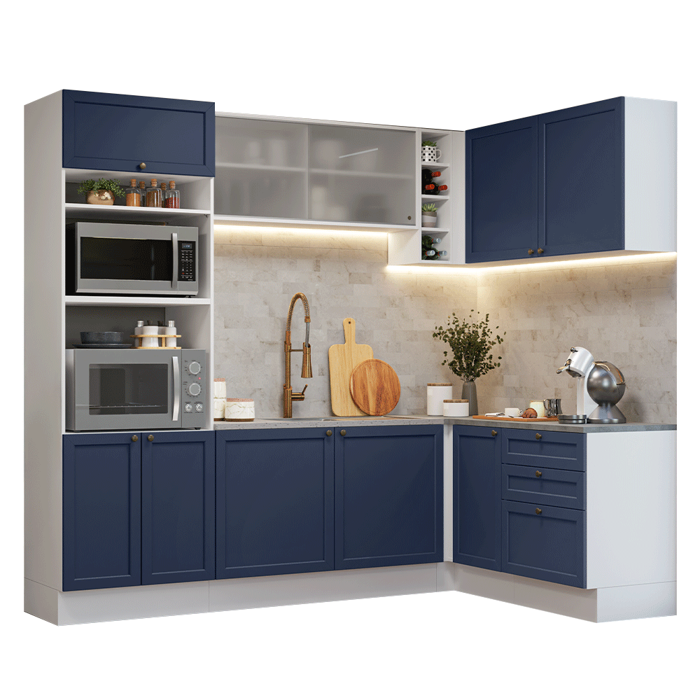 Cocina Esquinera 399 cm Vik Blanco/Azul 01