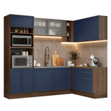 Cocina Esquinera 399 cm Vik Marrón/Azul 01