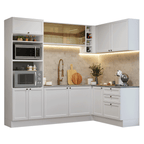 Combo completo de Cocina Esquinera 399 cm 10 Puertas 3 Cajones Sin Mesada Blanco Vik Madesa