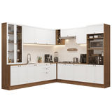 Combo completo de Cocina Esquinero 549 cm Marrón/Blanco Vik Madesa 01