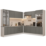Combo completo de Cocina Esquinero 549 cm Blanco/Gris Vik Madesa 01
