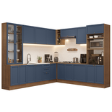 Combo completo de Cocina Esquinero 549 cm Marrón/Azul Vik Madesa 01