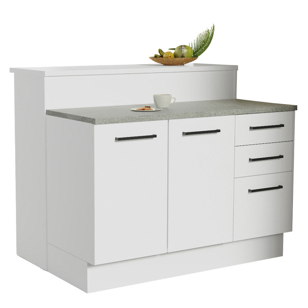 Isla de Cocina con Barra desayunador y Bajo Mesada 120 cm Blanco Agata Madesa