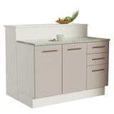 Isla de Cocina con Barra desayunador y Bajo Mesada 120 cm Blanco/Crema Agata Madesa
