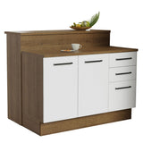 Isla de Cocina con Barra desayunador y Bajo Mesada 120 cm Marrón/Blanco Agata Madesa