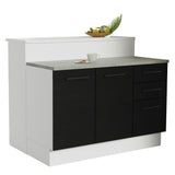 Isla de Cocina con Barra desayunador y Bajo Mesada 120 cm Blanco/Negro Agata Madesa