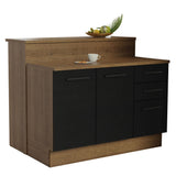 Isla de Cocina con Barra desayunador y Bajo Mesada 120 cm Marrón/Negro Agata Madesa