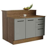 Isla de Cocina con Barra desayunador y Bajo Mesada 120 cm Marrón/Gris Agata Madesa