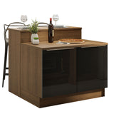 Isla de Cocina con Barra desayunador y Bajo mesada 120 cm Marrón/Negro Lux Madesa