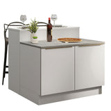 Isla de Cocina con Barra desayunador y Bajo Mesada 120 cm Blanco Lux Madesa