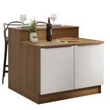 Isla de Cocina con Barra desayunador y Bajo Mesada 120 cm Marrón/Blanco Lux Madesa