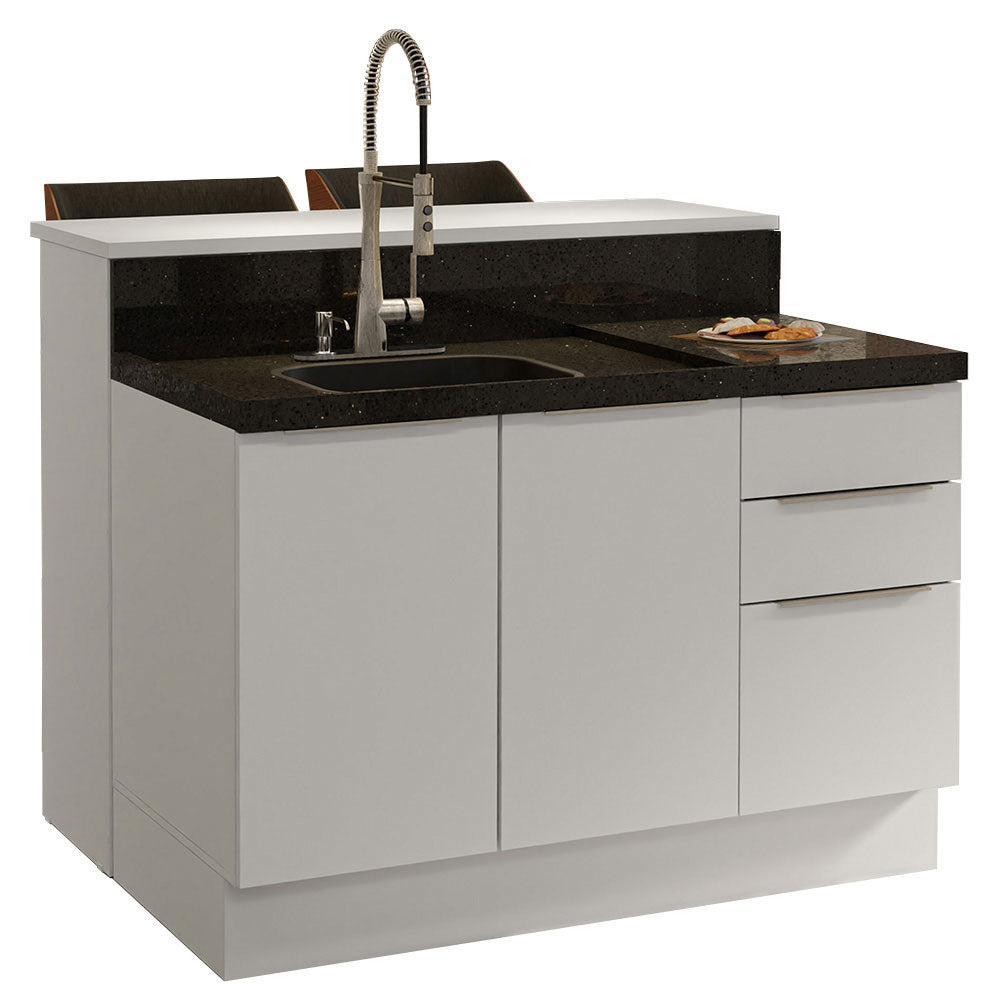 Isla de Cocina con Barra desayunador y Bajo Mesada 120 cm Blanco Stella Madesa