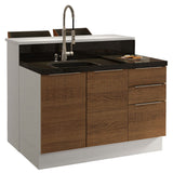 Isla de Cocina con Barra desayunador y Bajo Mesada 120 cm Blanco/Marrón Stella Madesa