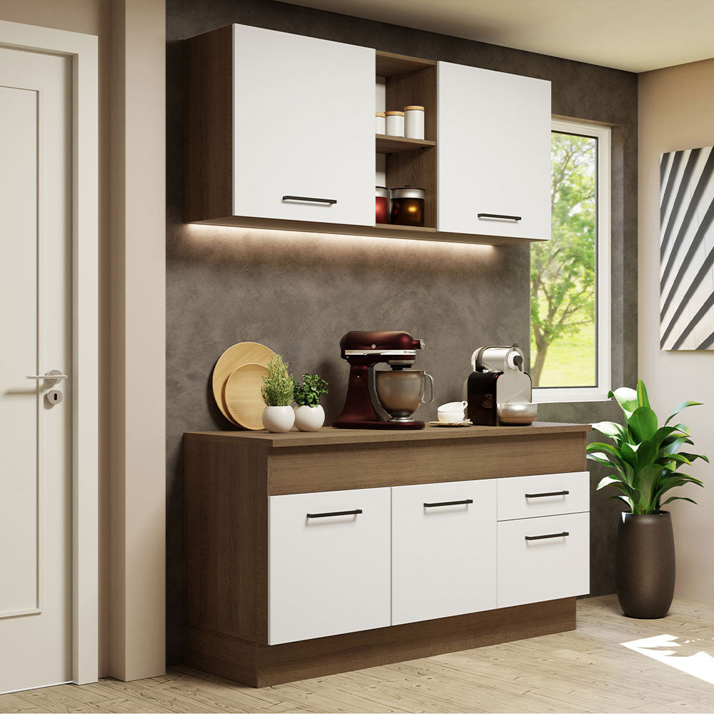 Combo de Cocina 150cm Marrón/Blanco Agata Madesa 01