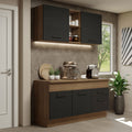Cocina Compacta 150 cm 4 Puertas 2 Cajones Marrón/Negro Agata Madesa