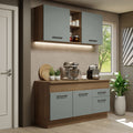 Cocina Compacta 150 cm 4 Puertas 2 Cajones Marrón/Gris Agata Madesa