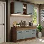 Cocina Compacta 150 cm 4 Puertas 2 Cajones Marrón/Gris Agata Madesa