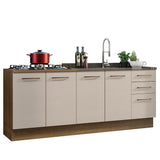 Kit Con 2 Bajo Mesada de Cocina 3 Cajones y 4 Puertas (Sin Tapa Ni Bacha de acero inoxidable) Marrón/Crema Agata Madesa