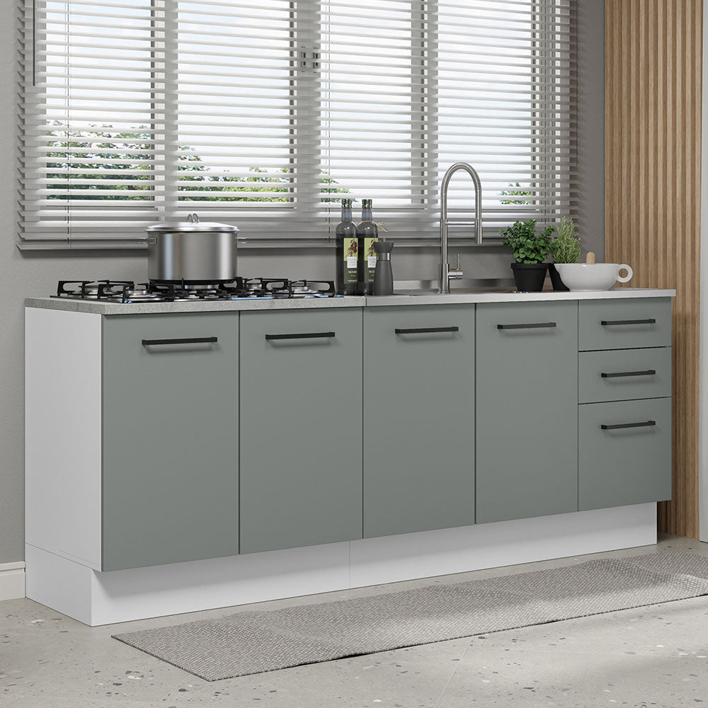 Kit 2 Bajo Mesada de Cocina 200cm Glamy Madesa BG