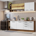 Kit Completo de Cocina 220 cm 7 Puertas 3 Cajones Sin Mesada Marrón/Blanco Agata Madesa