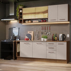 Kit Completo de Cocina 220 cm 7 Puertas 3 Cajones Sin Mesada Marrón/Crema Agata Madesa