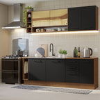 Kit Completo de Cocina 220 cm 7 Puertas 3 Cajones Sin Mesada Marrón/Negro Agata Madesa