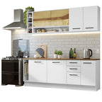 Kit Completo de Cocina 220 cm 7 Puertas 3 Cajones Blanco/Marrón Agata Madesa