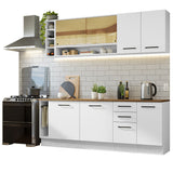 Combo completo de Cocina Madesa Agata 220 cm x 60 cm de fondo - Con Mesada Blanco 02