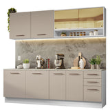 Combo completo de Cocina 240cm Blanco/Crema 60cm de Profundidad Agata Madesa 01