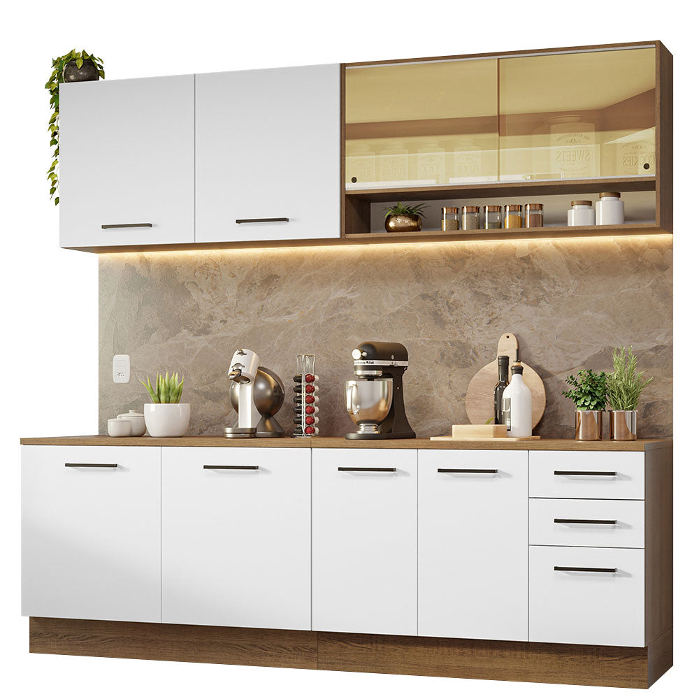 Combo completo de Cocina 240cm Marrón/Blanco 60cm de Profundidad Agata Madesa 01