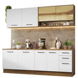 Combo completo de Cocina 240cm Marrón/Blanco 60cm de Profundidad Agata Madesa 01