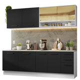 Combo Completo de Cocina 240 cm Blanco/Negro 60 cm de Profundidad Agata Madesa 01