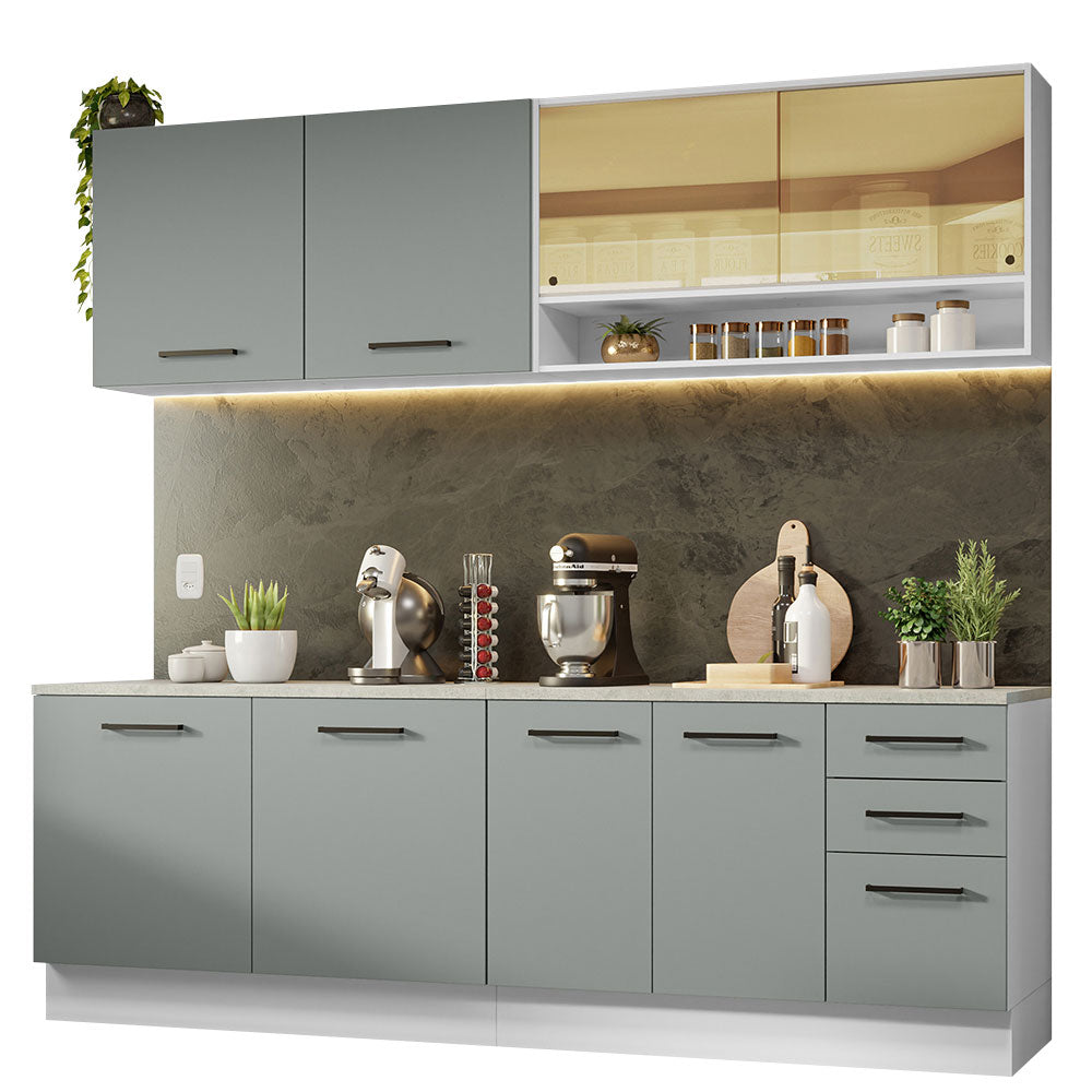 Combo completo de Cocina 240cm Blanco/Gris 60cm de Profundidad Agata Madesa 01