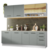 Combo completo de Cocina 240cm Blanco/Gris 60cm de Profundidad Agata Madesa 01