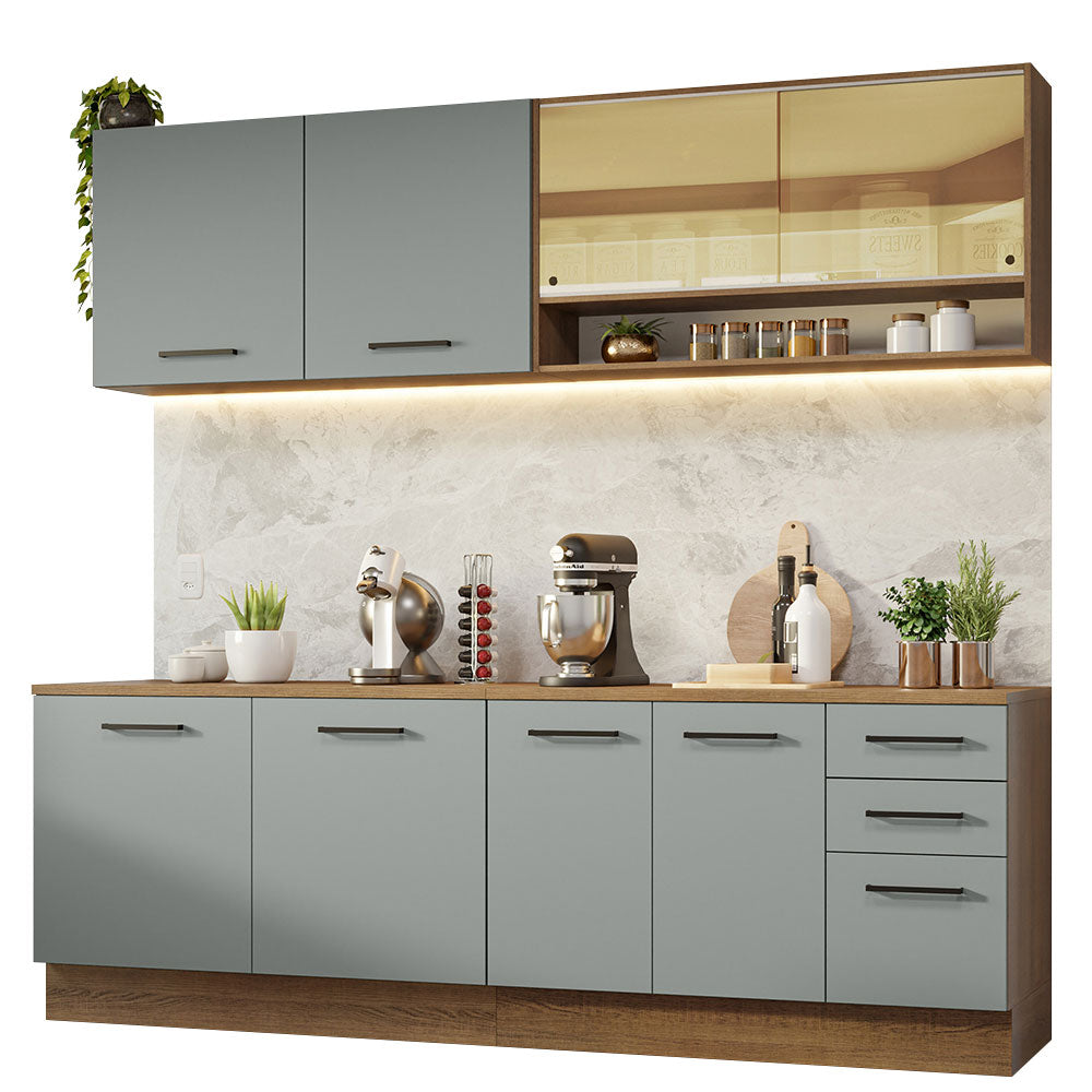 Combo completo de Cocina 240cm Marrón/Gris 60cm de Profundidad Agata Madesa 01