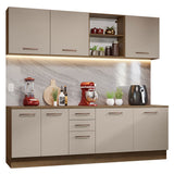 Combo completo de Cocina 240cm Marrón/Crema 60cm de Profundidad Agata Madesa 02