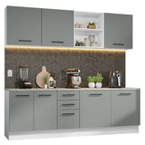 Combo completo de Cocina 240cm Blanco/Gris 60cm de Profundidad Agata Madesa 02