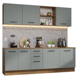 Combo completo de Cocina 240cm Marrón/Gris 60cm de Profundidad Agata Madesa 02