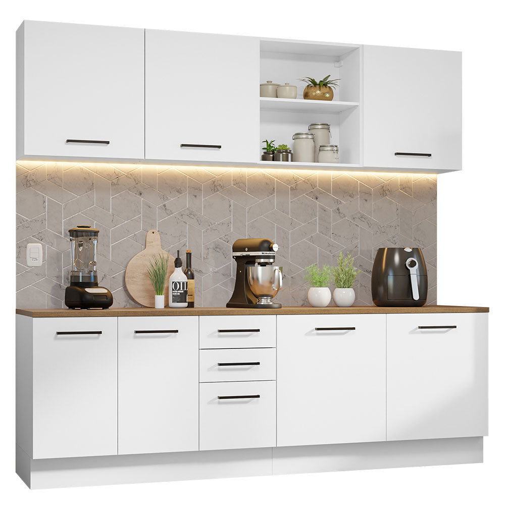 Combo completo de Cocina 240cm Blanco/Marrón 60cm de Profundidad Agata Madesa 02