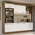 Combo completo de Cocina Agata 250 cm 7 Puertas 3 Cajones (Sin Mesada) Marrón/Blanco Madesa