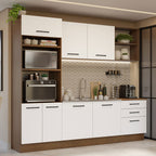Combo completo de Cocina Agata 250 cm 7 Puertas 3 Cajones (Sin Mesada) Marrón/Blanco Madesa