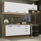 Combo completo de Cocina 260 cm 6 Puertas 3 Cajones Sin Mesada Marrón/Blanco Agata Madesa