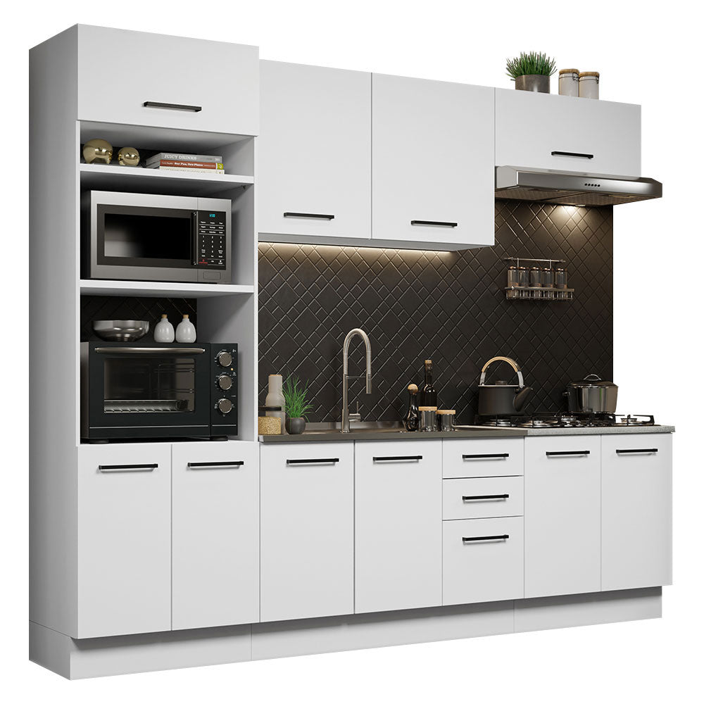 Combo completo de Cocina 270 cm 10 Puertas 3 Cajones Sin Mesada Blanco Agata Madesa